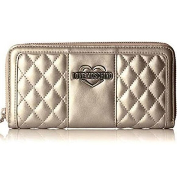 Love Moschino Handbags - Love Moschino Portaf Quilted Silver Zip Wallet